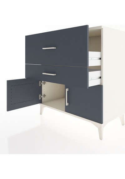 Hyperion Şifonyer 2 Raflı Tek Çekmeceli 2 Kapaklı 88x44x96 Aytaşı-antrasit Aytası