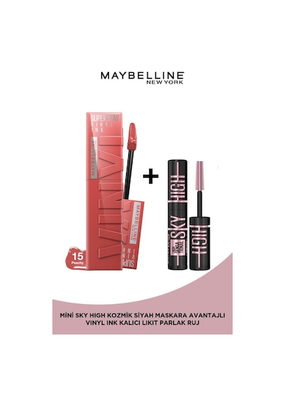Super Stay Vinyl Ink Uzun Süre Kalıcı Likit Parlak Ruj 15 Peachy& Mini Sky High Cosmic Black Maskara pktvnlymnlsh-9298 Diğer