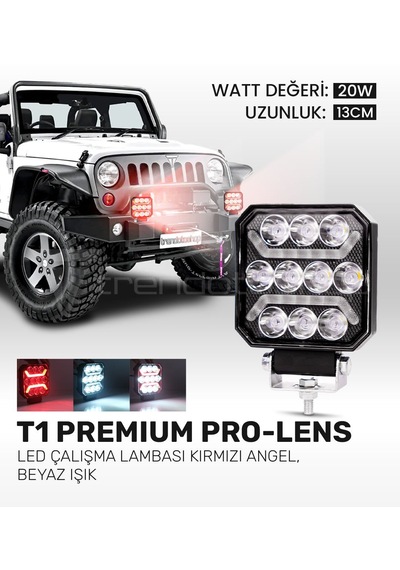 T1 Pro-lens Çalışma Lambası - Kırmızı Angel, Beyaz Işık, 4,800 Lü