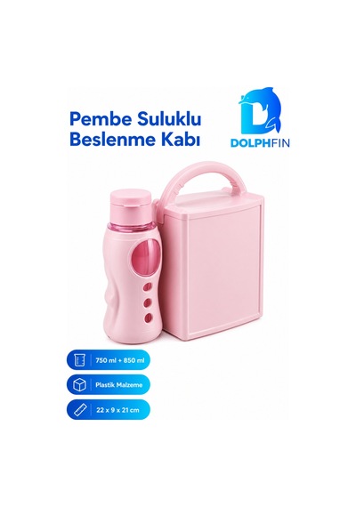 Pembe Suluklu Beslenme Kabı Seti 750 Ml + 850 Ml
