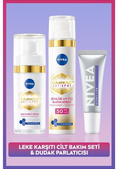 Spf50 Luminous630 Leke Karşıtı Gündüz Yüz Kremi, Cilt Serumu Ve Nemlendirici Dudak Parlatıcısı