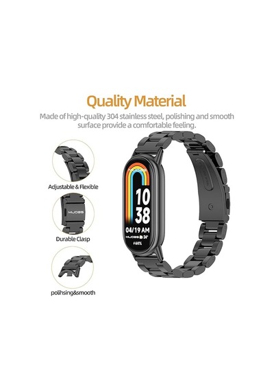 Xiaomi Mi Band 8 / Band 9 Kordon Klipsli Metal Kordon 04 +kısaltma Aparatı