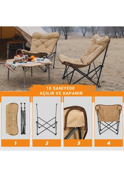 Kingcamp Lemon Lux Ultra Konforlu Kamp Sandalyesi Khaki Haki