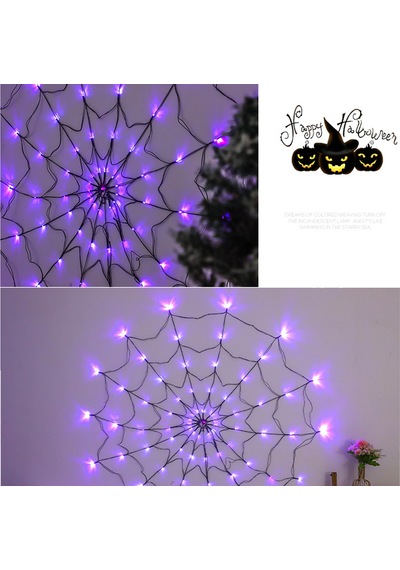 Cadılar Bayramı Glow Örümcek Web Işıkları - Yard, Veranda Ve Bahçe İçin Su Geçirmez Açık Dekoru