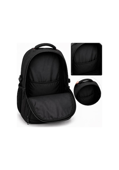 Unisex Siyah 5 Cepli Suya Dayanıklı Sırt Çantası Seyahat Outdoor Ve Günlük Kullanım