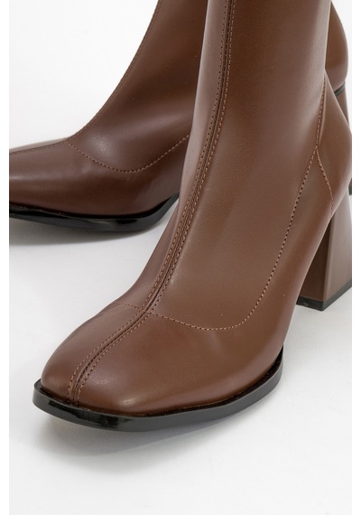 Luvishoes Luvi Shoes Plesa Kahve Kadın Kalın Topuklu Bot Kahve