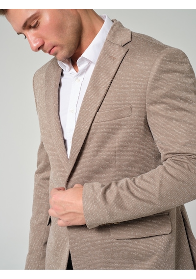 Bonesti Erkek Slim Fit Blazer Ceket Bej Kırçıllı