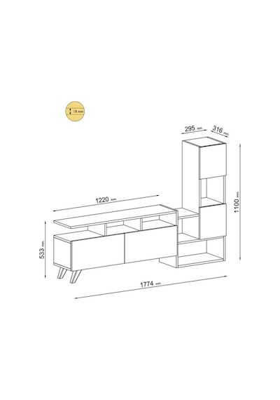 Tv Ünitesi Turra Beyaz Ceviz 177 Cm