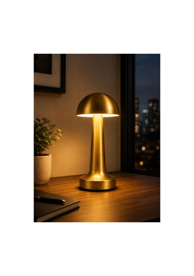 Gold Şarjlı Masa Lambası 3 Renk Işık Dokunmatik Dimmerli Kablosuz Led Masa Gece Lambası 1500 Mah Altın - 920496784 Altın