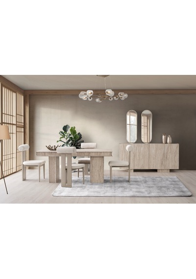 Traverten Mdf Yemek Odası Takımı Mermer