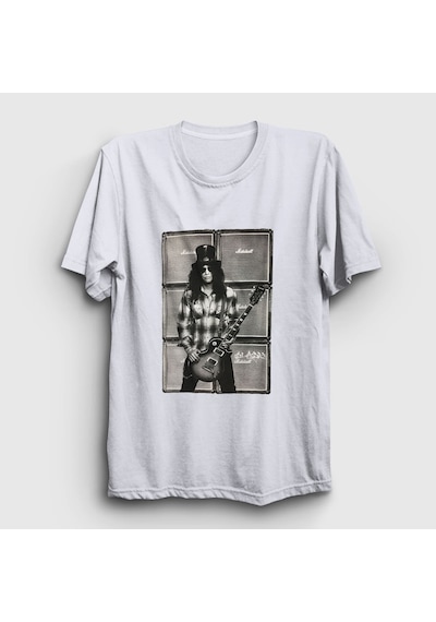 Presmono Unisex Amps Guns N' Roses Slash T-shirt Beyaz