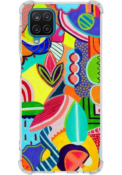 Samsung Galaxy M22 Uyumlu Retro Color 6 Baskılı Şeffaf Köşe Korumalı Antişok Kılıf