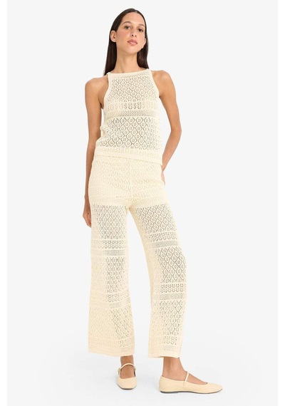 DeFacto Wide Leg Geniş Paça Ajur Triko Pantolon F3777AX25SMER105