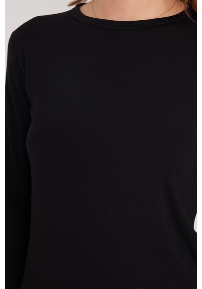 Tudors Kadın Slim Fit Dar Kesim Bisiklet Yaka Siyah Termal Alt Üst Takım-41810 Siyah