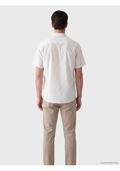 Lcwaıkıkı Classic Sarı Regular Fit Çizgili Poplin Erkek Gömlek