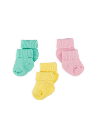 Novibaby 3'lü Bambu Yenidoğan Bebek Çorap I Bee I 0-6 ay "Karışık Renkli"
