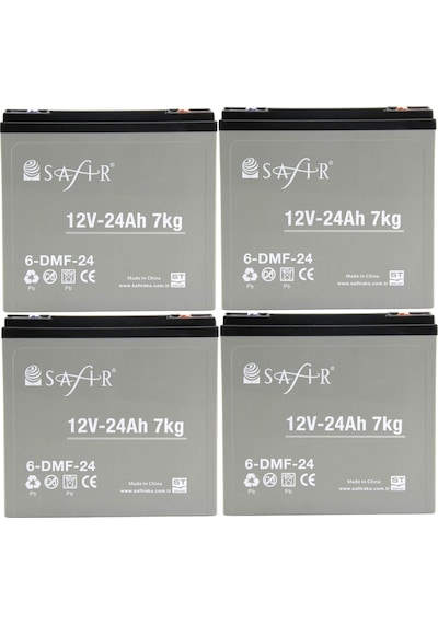 Safir 12 V - 24 Ah Grafen Jel Akü 4'lü Set Elektrikli Bisiklet Aküsü