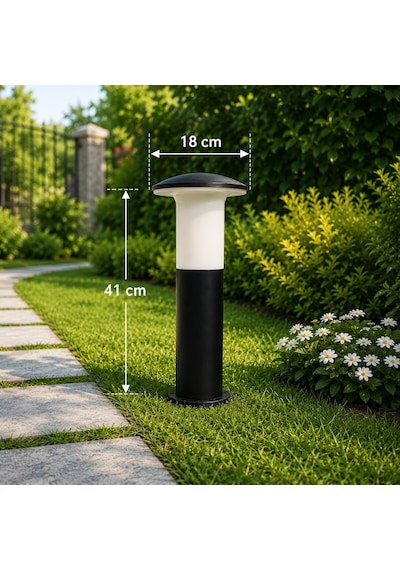Zita 41 cm Set Üstü Bahçe Armatürü Siyah Mantar Model IP54 Su Geçirmez E27 Ampul Uyumlu Yerli Üretim Dış Mekan Lamba
