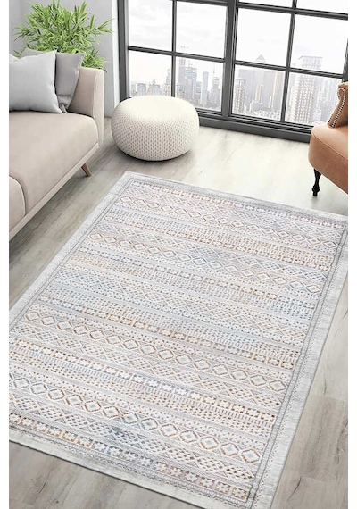 Paradise Beyaz Mavi Halı Yumuşak Oturma Odası Salon Çocuk Odası M Beyaz - Mavi