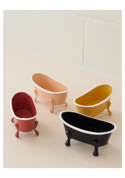 Dekoratif Metal Sabunluk Vintage Küvet Tasarım Banyo Sabunluk Banyo Lavabo Dekoru Açık Pembe