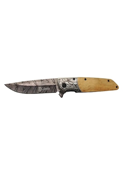Columbia A2150c Kahve Kamp Çakısı 21cm- Manuel, Ahşap İşlemeli Sap,kemerlikli