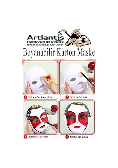 Maske Boyama 2 Adet Boyanabilir Karton Maske Lastikli İnsan Yüzü Suratı Yerli Üretim Okul Sınıf Etkinlikleri Hobi