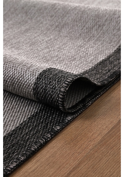 Elit Premium Sisal Jut Halı 1401 Hav Ve Toz Yapmaz Bordürlü Halı Gri-siyah Gri - Siyah