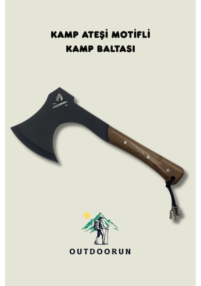 Kamp Ateşi Motifli Kamp Baltası - 24,5 Cm