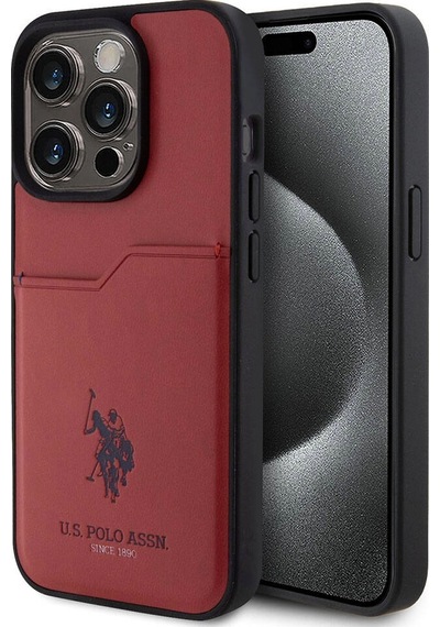 Apple Uyumlu iPhone 15 Pro Kılıf U.s. Polo Assn. Lisanslı Baskı Logolu Pu Kartlıklı Kapak