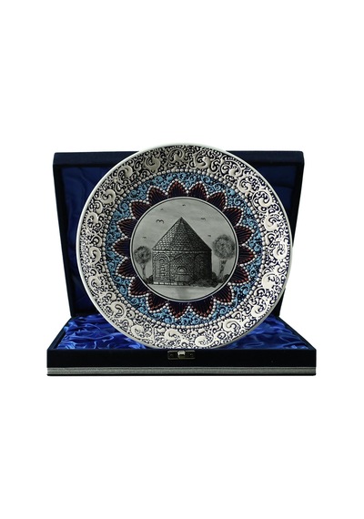 E38 El İşçiliği Çini Tabak Kümbet 25 Cm - 6421