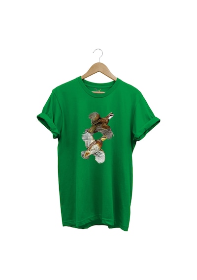 Avcılık Hunter Keklik Kuşları Tasarımlı %100 Pamuk Regular Fit Yeşil T-shirt Yeşil