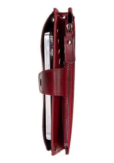 Bloominbag Lozan Strap Crimson Red Gerçek Deri Omuz Askılı Telefon Bölmeli Cüzdan Çanta Kırmızı