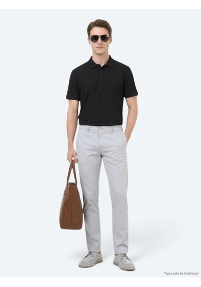 Kip Siyah Düz Polo Yaka %100 Pamuk T-shirt siyah black