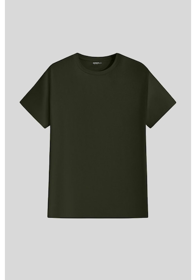 Genius Store Erkek %100 Pamuk Slim Fit Dar Kesim Bisiklet Yaka Basictişört Basıc-tshırt Haki