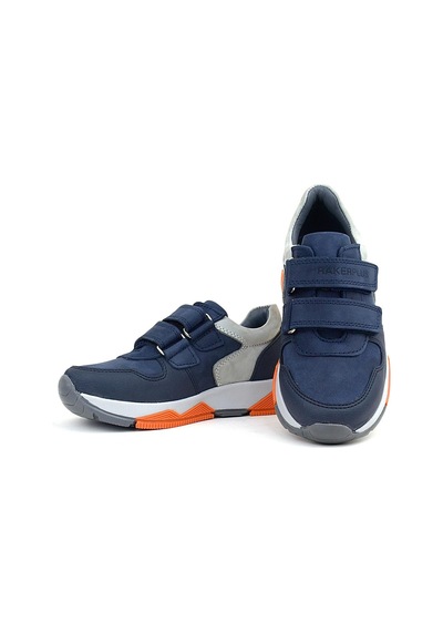 Rakerplus Hakiki Deri Lacivert Gri Çocuk Sneakers Spor Ayakkabı Lacivert