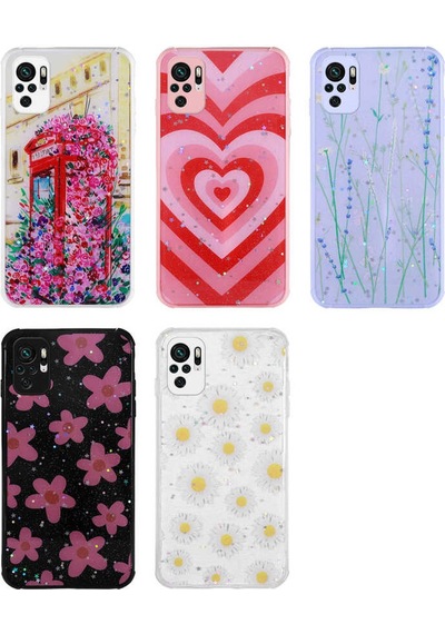 Xiaomi Poco M5s Kılıf Simli Desenli Kamera Korumalı Parlak Zore Popy Kapak Kulübe