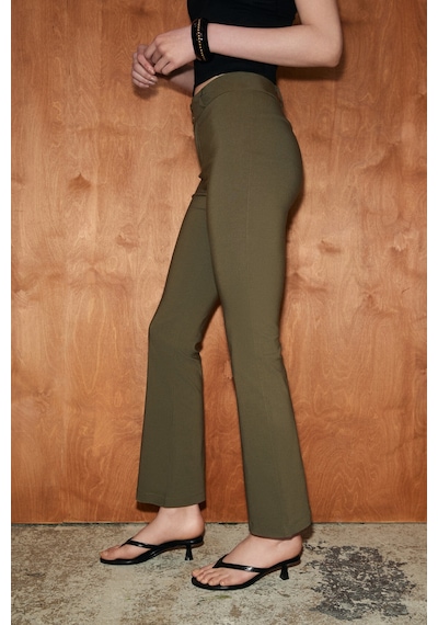 Grımelange Amorıa Kadın Esnek Kumaşlı Vucuda Oturan Bengalin Kumaş Haki Pantolon