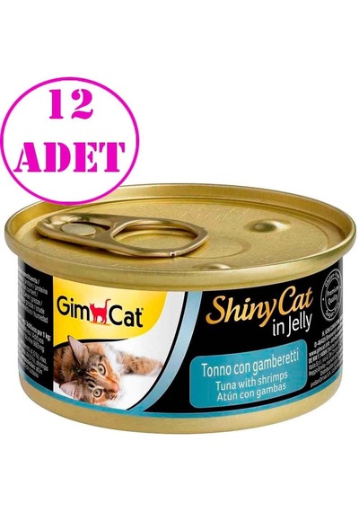 Gimcat Shiny Cat Jel İçinde Ton Balıklı Ve Karidesli Konserve 70 Gr 12 Ad