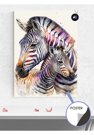 Zebra Sevgisi Hayvan Poster - Afiş - Dekoratif Duvar Posteri