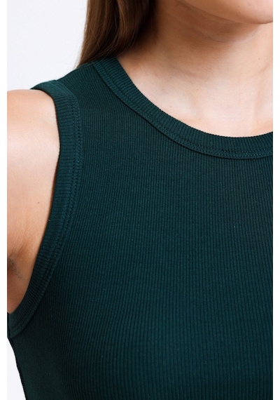 Hiccup Önü V Şekilli Bisiklet Yaka Crop Top Sacramento Yeşili