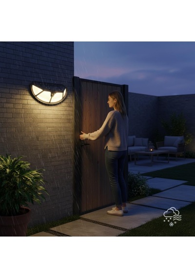 Solar Bahçe Lambası, 102 Led, Hareket Sensörlü, Ip65 Su Geçirmez, Duvar Tipi, Güneş Enerjili Dış Mekan Aydınla
