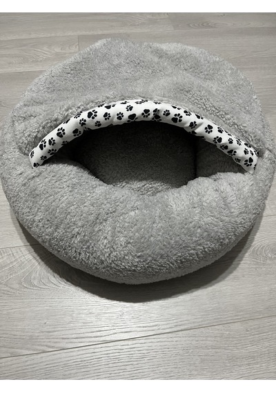 Coddry Pet Simit Mağara Yatak Kedi Küçük Irk Köpek Yatağı Gri