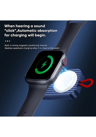 Rock W26 Apple Uyumlu iOS Watch Magsafe Taşınabilir Usb Şarj Cihazı Mavi Type-c