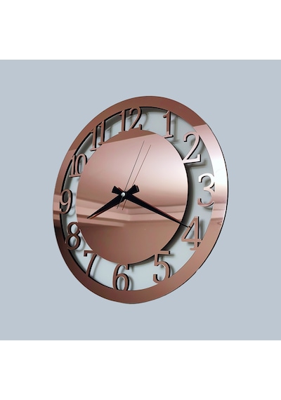Dekoratif Rosegold Aynalı Duvar Saati Altın Dekoratif Rosegold Aynalı Duvar Saati Altın