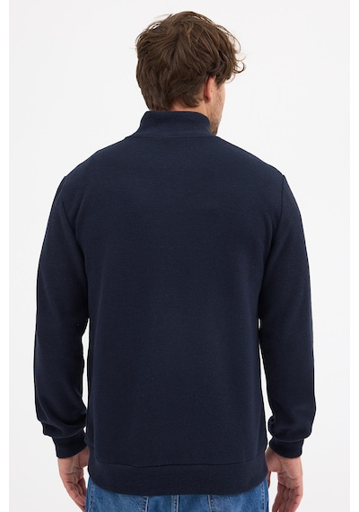 Mmetalic Erkek Lacivert Standart Fit Normal Kesim Pamuklu Yarım Fermuarlı Dik Yaka Pamuklu Sweatshirt Lacivert