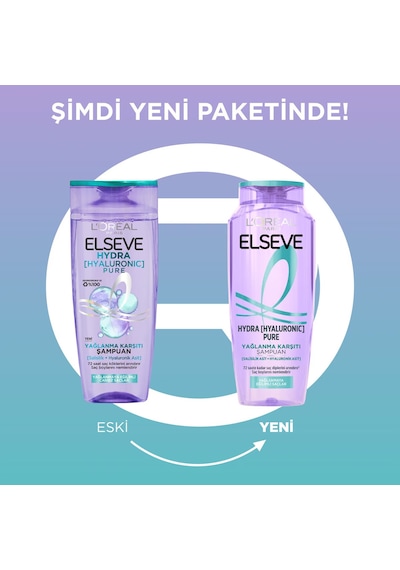 Elseve L'oreal Paris Elseve Hydra Hyaluronic Pure Salisilik Asit İçeren Yağlanma Karşıtı Arındırıcı Şampuan 300 Ml