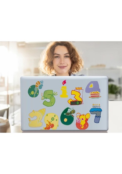 Defter Sticker,laptop Sticker Renkli Rakamlı Pvc 48x33x0,5cm