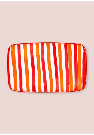 The Mia Joy Dikdörtgen Servis Kırmızı 30x19 Cm