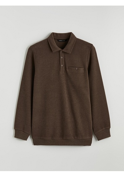 Lcwaıkıkı Classic Kahverengi Polo Yaka Erkek Sweatshirt