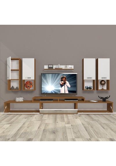 Decoraktiv Ekoflex 8da Mdf Tv Ünitesi Tv Sehpası - Ceviz Beyaz Ceviz - Beyaz